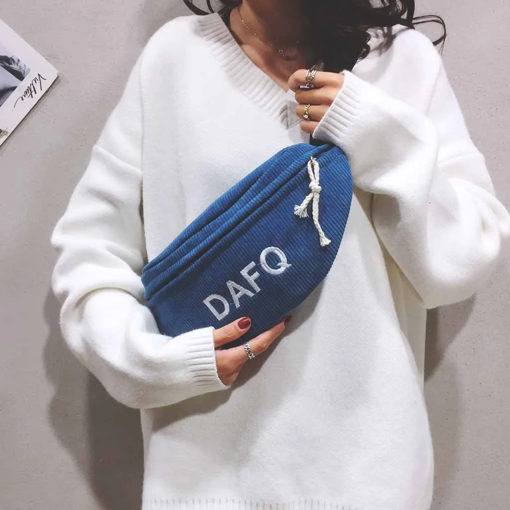 Chest Bag Women Corduroy Simple Shoulder Messenger Package Casual Pocket Fashion Chest Bag Package Crossbody Bags For Women#R5