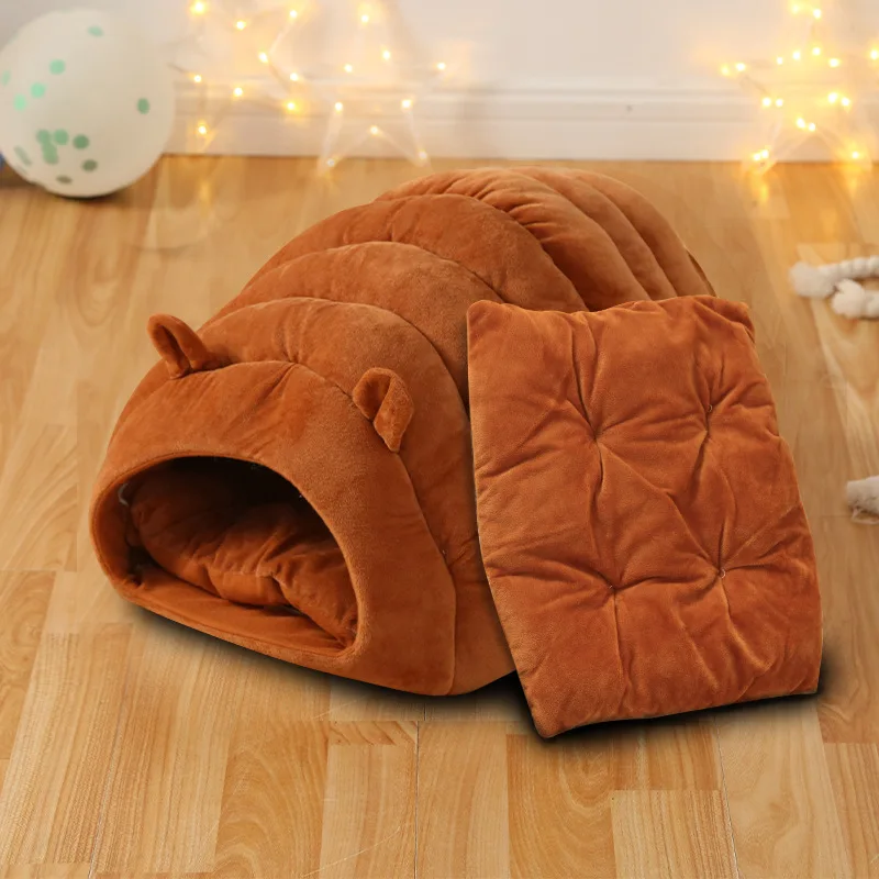 

4 Colors Cat Dog House Design Bread Shape Velvet Warm Cat Home Washable Mat Dog Bed Pet Furniture for Cat Home