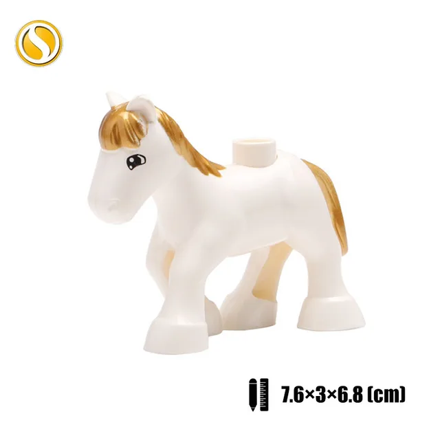 Original Big Size Assemble Building Blocks Accessory Toys For Children Compatible Big Size Animals Sets Zoo Bricks Baby Gifts Little white horse