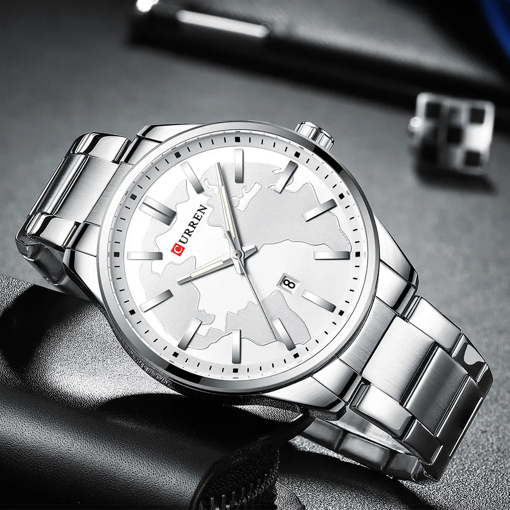 CURREN Fashion Business Watches Men Creative Design Dial Quartz Watch Stainless Steel Band Wristwatch Relogio Masculino