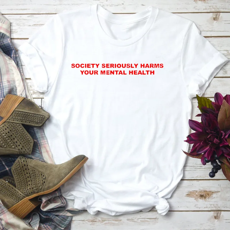 Белый Футболка с надписью «society alloy Harm Your morality Health», летняя хлопковая Футболка tumblr, эстетическая одежда, Прямая поставка - Цвет: Белый