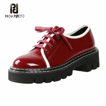 

Prova Perfetto 2020 Women Shoes Genuine Leather Platform Shoes Woman Flat Sneakers Fashion Casual Lace-UP Shoes Tenis Feminino