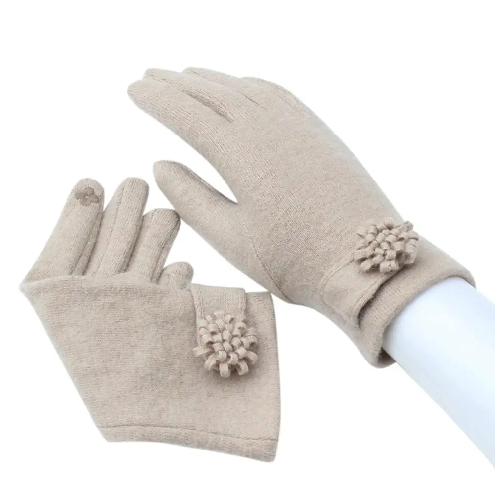 Beige Studyset женский шерстяной вязаный перчатки сенсорный экран сплошной цвет Теплые пять пальцев Дамская перчатка сохраняет тепло - Цвет: Beige