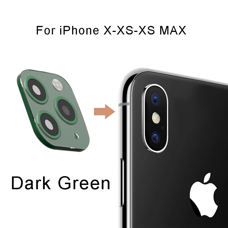 Dark Green Для iPhone X XS Max XR XS секундная Замена для iPhone 11 Pro Max наклейка на рассеиватель объектив камеры защита экрана изменение для iPhone 11 - Цвет: Dark Green