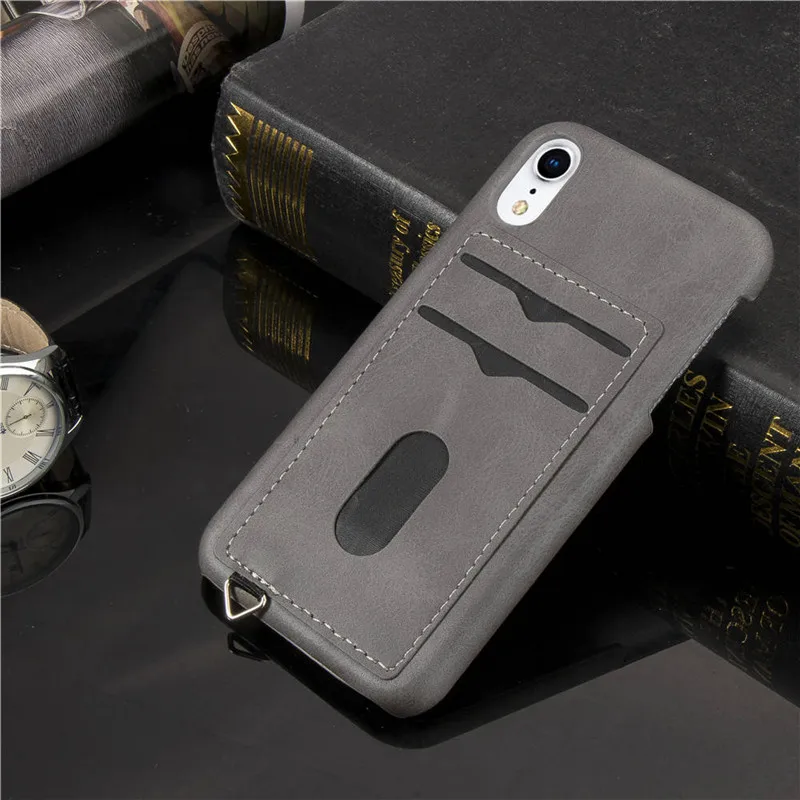 Gray Роскошный чехол из искусственной кожи для iPhone XS MAX чехол-накладка держатель для карт защитный чехол для iPhone 11 Pro X XR XS Max 8 7 6 Plus - Цвет: Gray