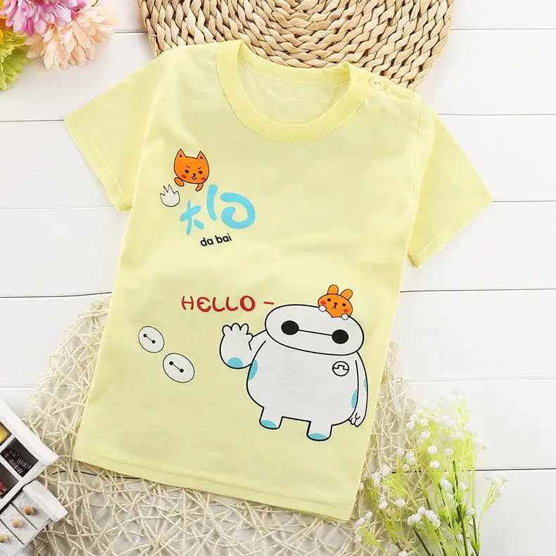 Летняя новая стильная модная детская одежда, футболка, детский топ с короткими рукавами, повседневная одежда для маленьких мальчиков и девочек 12 мес.-7 лет - Цвет: P4