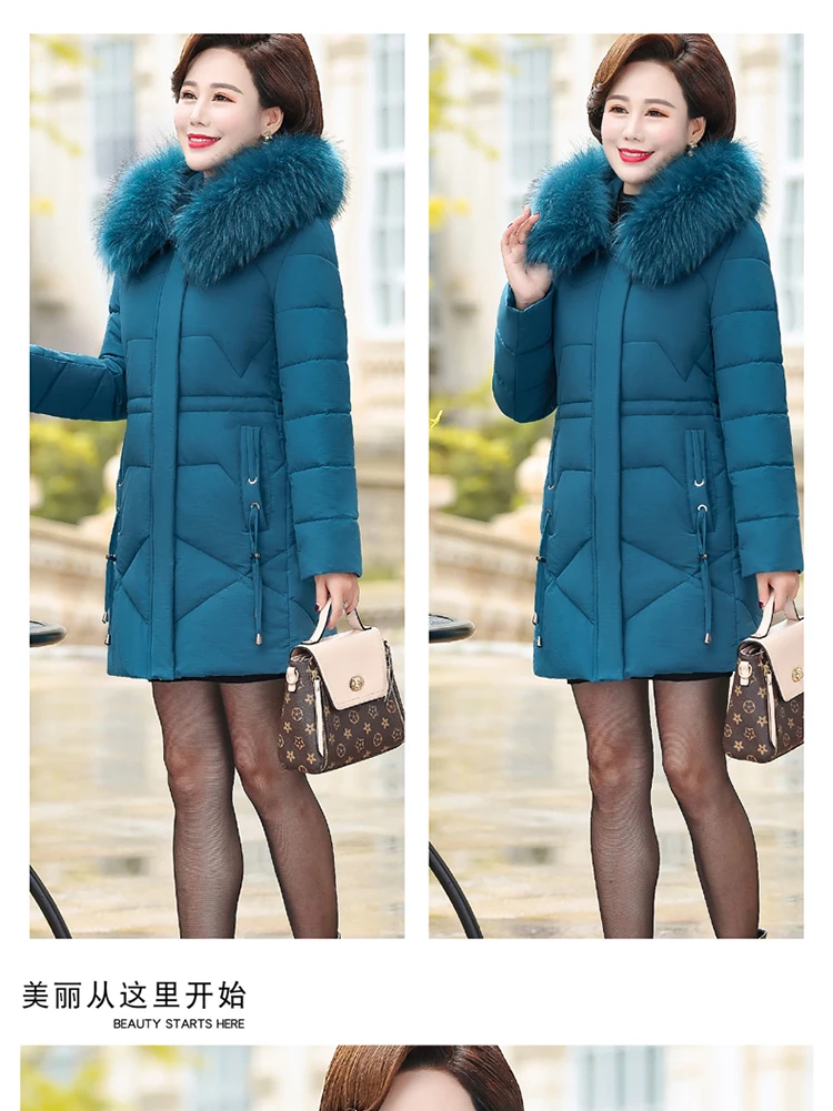 Ms. Зимняя куртка в середине длинного среднего возраста хлопковая куртка женская благородная хлопковая стеганая новая большого размера XL-5XLcotton пальто