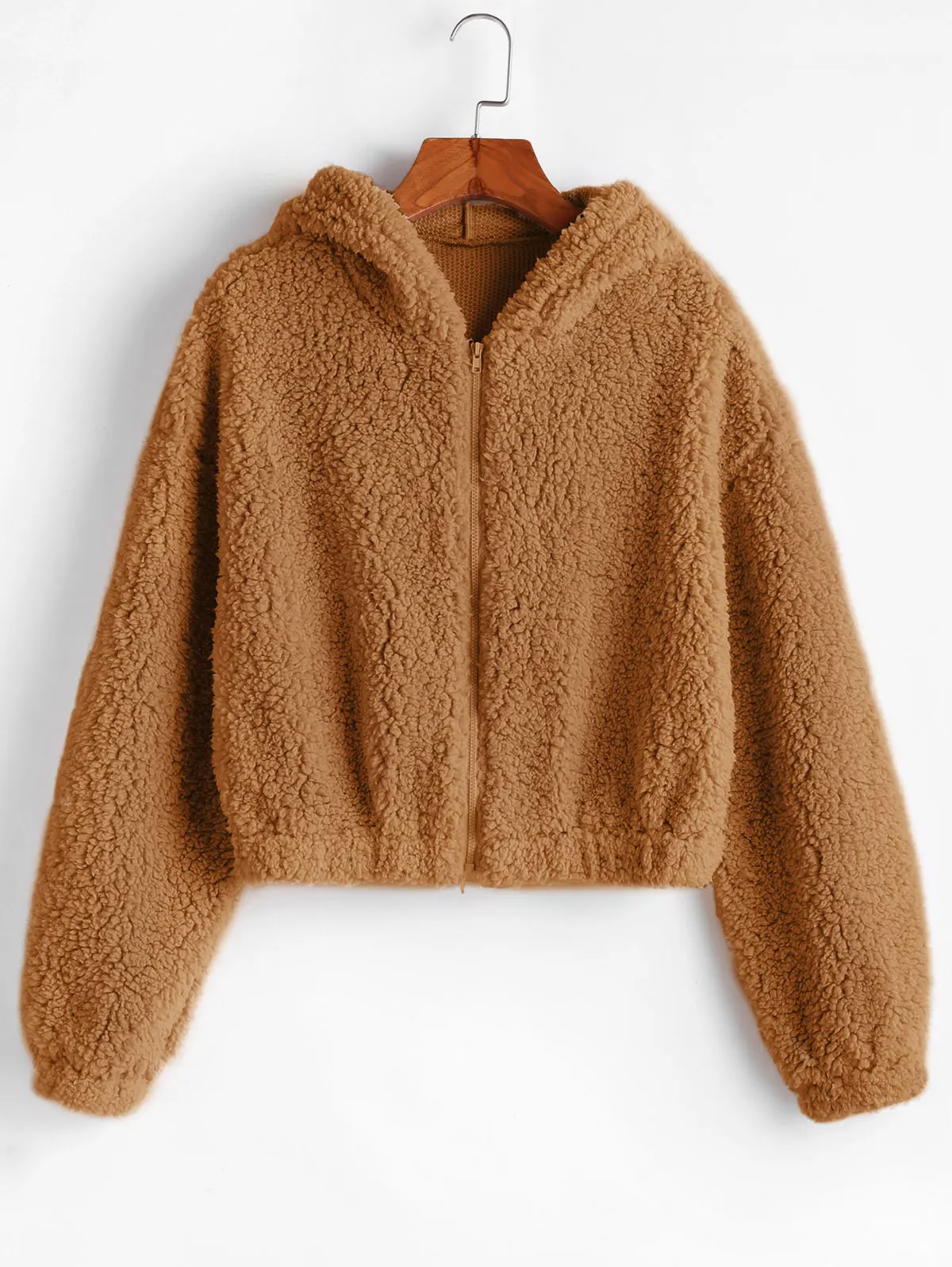fluffy zip up teddy coat