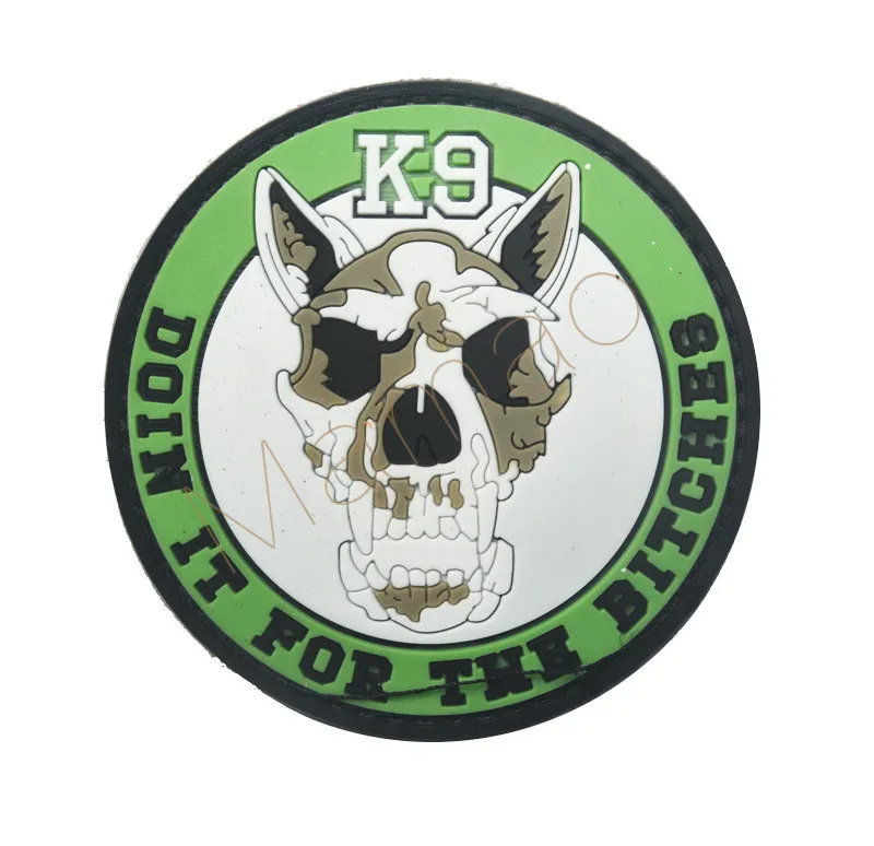K9 Green ПВХ 3D K9 служебная собака One Shot One Kill тактическая сила США боевой дух Армии патч крюк и петля аппликации резиновый декоративный значок - Цвет: K9 Green