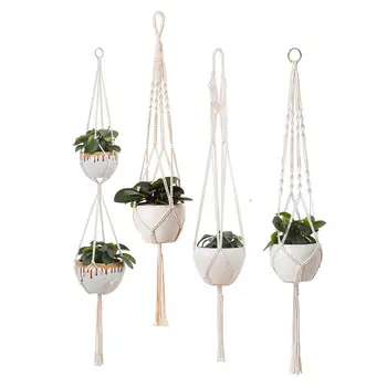 

Garden Plant Hanger Macrame Hanging Planter Basket Rope Flower Pot Holder Decor Hanging Flower Pot Net Bag Rope Buckle Dec