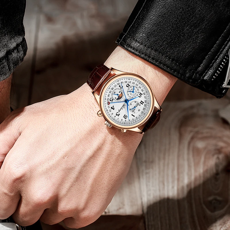 2021 genuine Ailang new men's watch Mechanical masculine and waterproof automatic man watch with leather strap and calendar