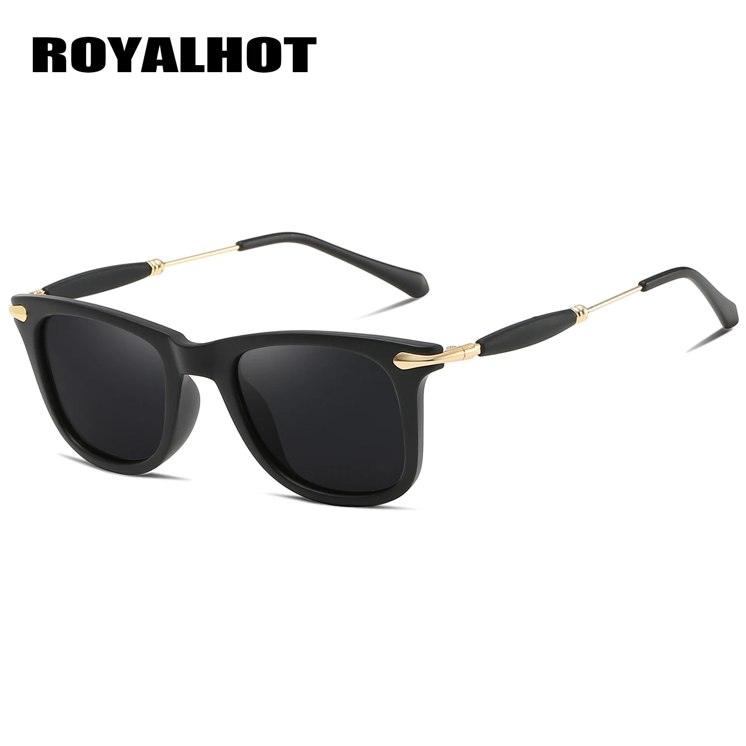 RoyalHot, мужские, женские, поляризационные, Ретро стиль, квадратная оправа, солнцезащитные очки, для вождения, солнцезащитные очки, оттенки, Oculos masculino, мужские, 900125 - Цвет линз: Matte Black Grey