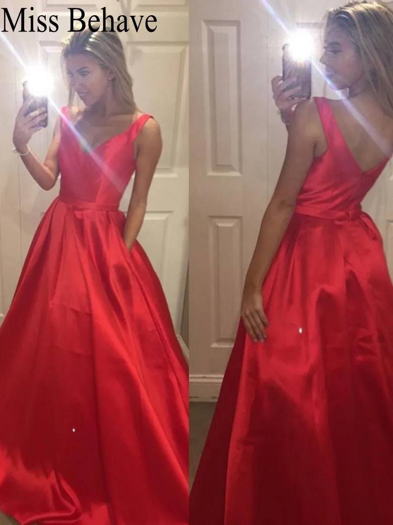 

DD JYOY Red Evening Dress Party Long Formal Dress Evening Gown Party with Train Zipper Back Plus Simple Design