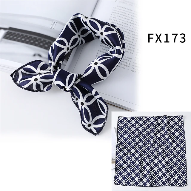 2021 Square Silk Scarf Women Fashion Print Small Neck Scarfs Office Lady Hair Band Foulard Hand Kerchief Female Bandana Shawl FX-173