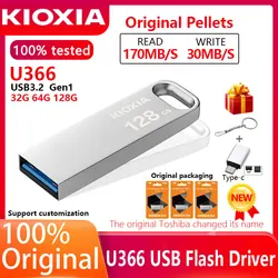 Kioxia – clé USB U366, support à mémoire de 128 go, pour ordinateur de grande vitesse, coque en métal, argent, Toshiba 