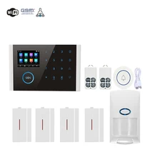 GSM охранная сигнализация приложение дистанционное управление Умный дом умный 2,4 дюймов Сенсорная панель GSM GPRS WiFi сигнализация охранная система