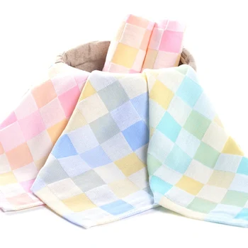 

sale new Cotton No Fade Plaid Pattern Small Square 2 Layers Baby Skin-friendly Absorbent Hair Drying Saliva Towel Soft Gauze