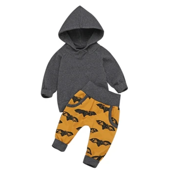 

Baby Set 2 Piece Set Boys Girls Clothes Bat Print Long Sleeve T-Shirt Pants Spring And Autumn Set