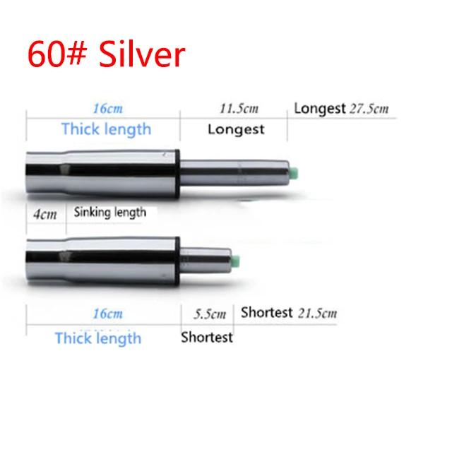 NO.60 Silver 4-го поколения стул газовый Лифт Замена цилиндра пневматический ударный ход части офисного стула высота опускающийся цилиндр - Цвет: NO.60 Silver