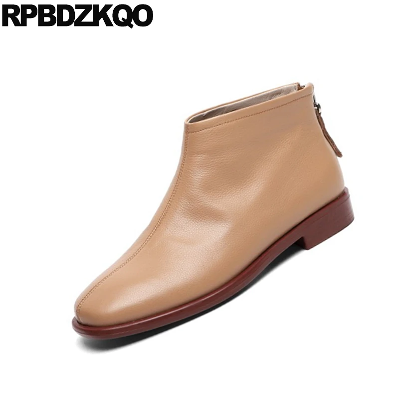 Ботильоны женские из натуральной кожи с квадратным носком размеры 4|Полусапожки|