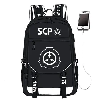

SCP Special Contain Proctect Printing Backpack Unisex Travel Backpack USB Interface Laptop Backpack Canvas School Book Bags