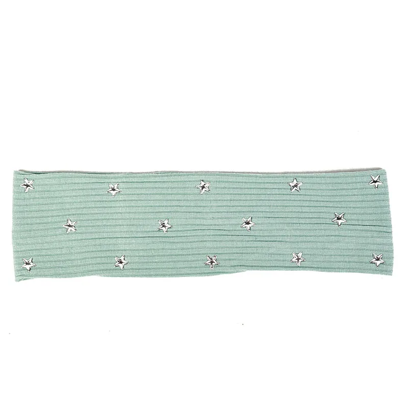 Silver Bean green Geebro Повседневная Популярная женская хлопковая обруч со звездой мягкая ребристая головной убор-лента для волос аксессуары для женщин Подарки для девочек на день рождения - Цвет: Silver Bean green