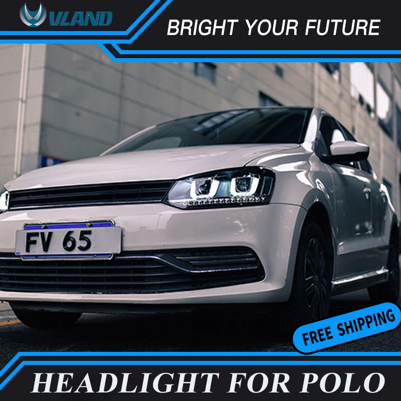 Автомобильная фара для VW Polo 2009-2015 светодиодный ная Angel Eye проекция в стиле UU