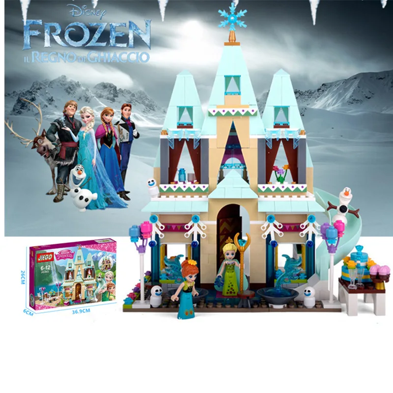 

Dream Princess Frozen Castle Elsa Ice Castle Princess Anna Stacking Building Blocks Bricks Toys for Children Kids