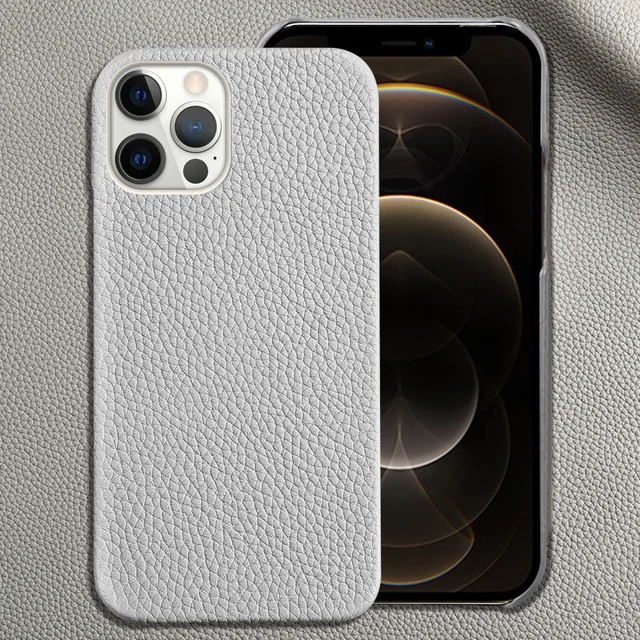 Genuine Cowhide Leather Phone Case for iPhone 13 Pro Max 12 13 Mini 11 12 Pro Max X XR XS Max 6 6S 7 8 Plus SE 2020 Back Cover gray