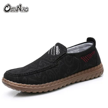 

OUDINIAO Men Shoes Canvas Loafers Slip On Mesh Men Casual Shoes Plimsolls Breathable Male Footwear Spring Sneakers
