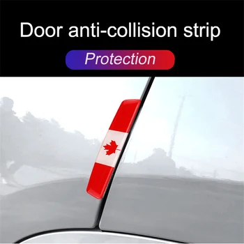 

4 Pcs National Flag Canada Car Door Side Edge Glue Sticker Decoration Guard Strip Anti-Scratch Protection Auto Door Buffer Trim