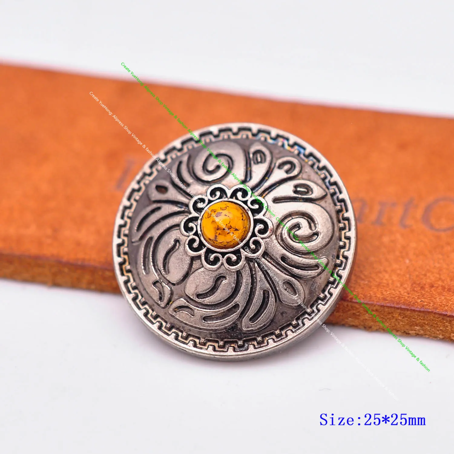 10 stücke 25mm Retro Silber Blume graviert schwarze Perle DIY Leder handwerk Western Gürtel Geldbörse Zubehör Leder Concho Screw back – Detail 20