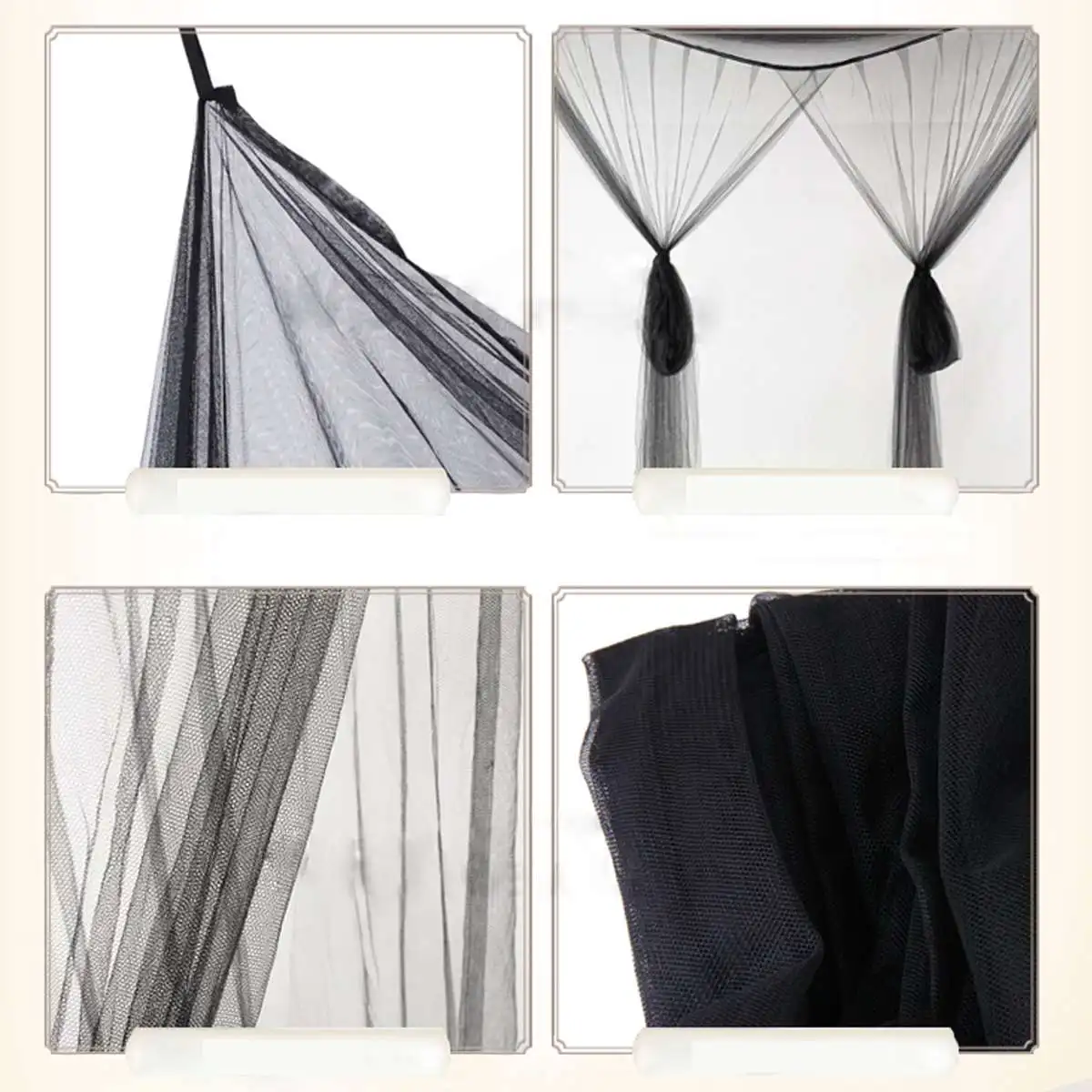 Purposeful Moustiquaire Canopy White Black Four Corner ...