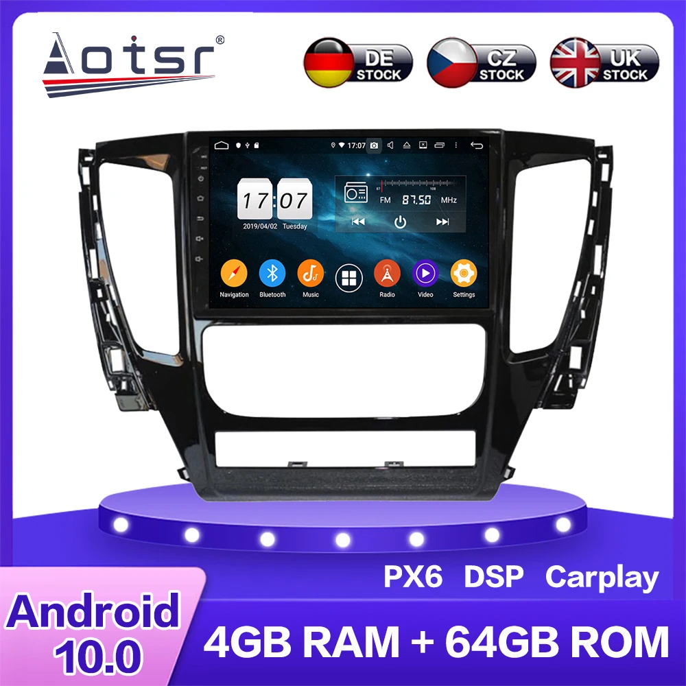 Для MITSUBISHI PAJERO 2006 2012 Android 10 0 PX6 автомобильный мультимедийный DVD плеер 4 + 64 ГБ Авто GPS