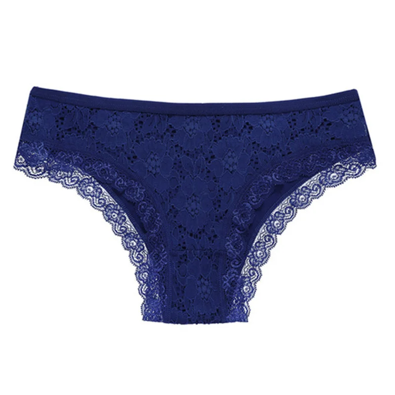 dark blue Для женщин нижнее белье трусики из хлопка с Кружевами Женские под Штаны однотонные Цвет трусы сексуальные трусики с низкой талией для женщин и девушек, заменитель мужчины штаны с цветочным принтом - Цвет: dark blue