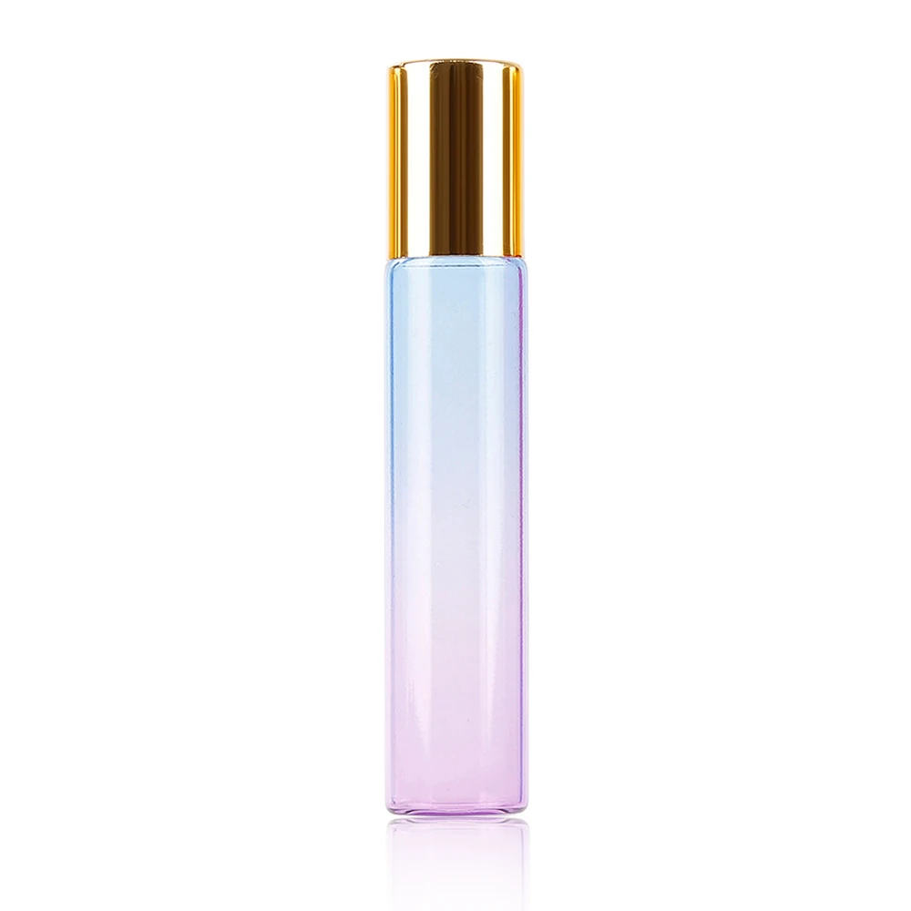 Blue purple bottle 1 шт/5 шт 10 мл градиентный цвет толстое стекло рулон на эфирное масло пустые флаконы для духов ролик бутылка прочный для путешествий - Цвет: Blue purple bottle