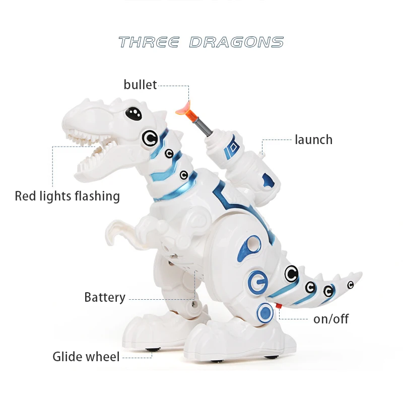 Remote Controls Remote Control Dinosaur Robot For Kids Intelligent Sounds Toys Sprays Mist Walking Electronic Models - Цвет: Белый