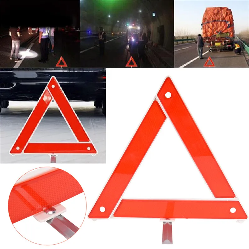 

Car Emergency Breakdown Warning Triangle Red Reflective Safety Hazard Car Tripod Folded Stop Sign Reflector cinta reflectante