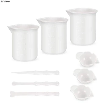 

1 Set Reusable Mixing Nonstick Measuring Cups Silicone Stir Stick Liquid Epoxy Resin Jewelry Making DIY Tools