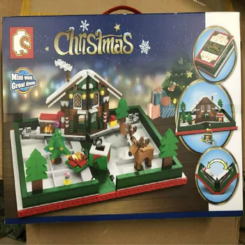 

In Stock Sembo 601094 635Pcs Christmas Story Book Tree 3D Building Blocks brick education Toys Children Christmas Gifts