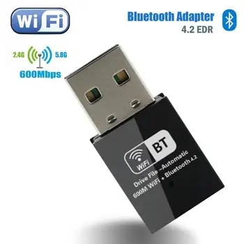 

600Mbps 2.4G/5G Dual frequency Bluetooth 4.2 Adapter EDR Dongle Drive Home Office Network Card For PC Desktop laptops tablet