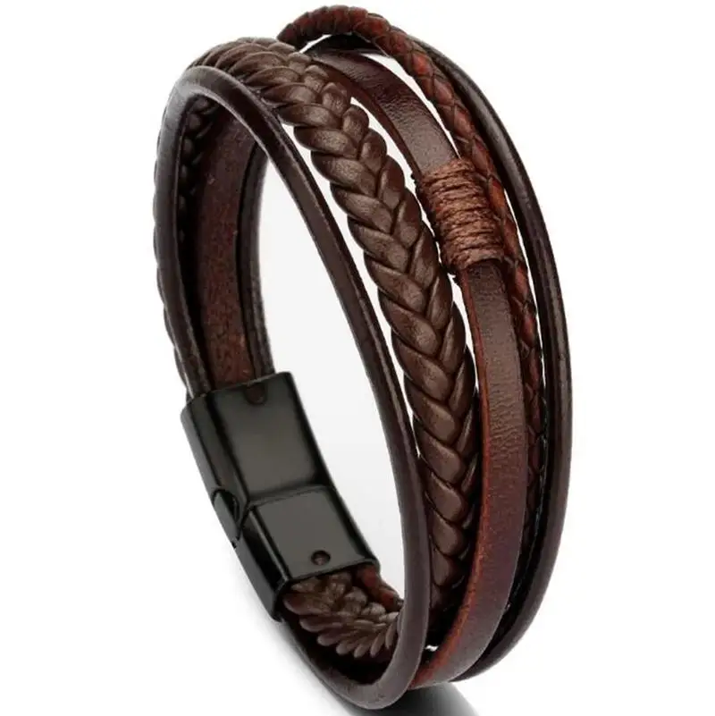 

Classic Simple Handwoven Multilayer Leather Bracelet Men's Retro Casual Couple Dating Party Hand Jewelry Gift