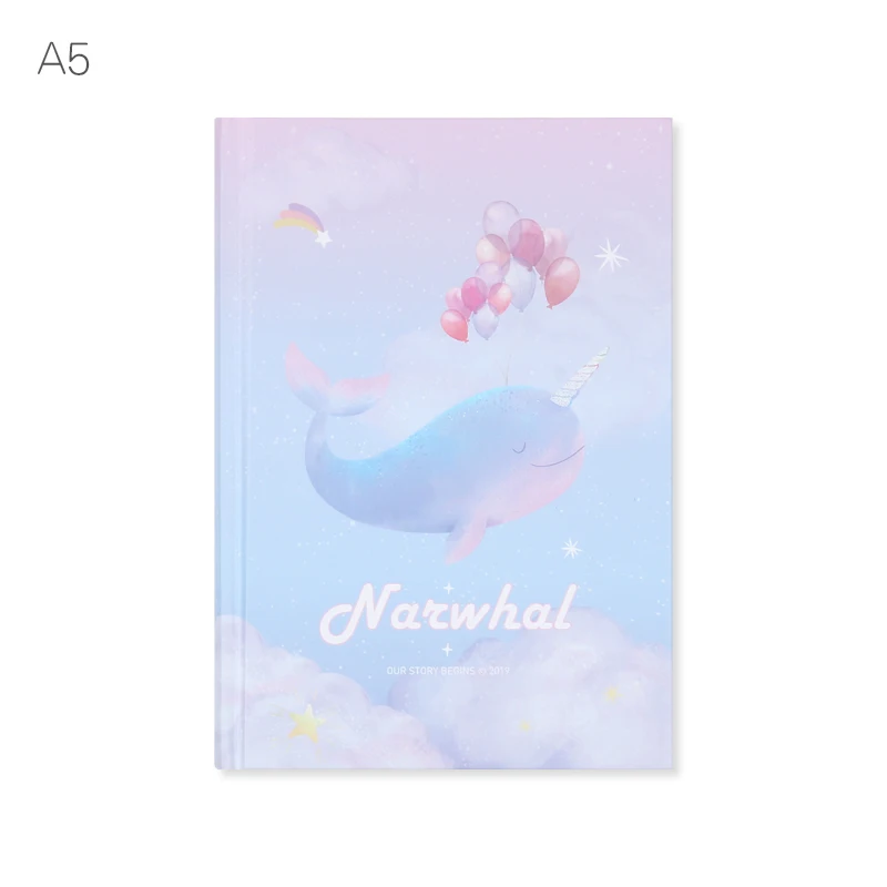 Our Story Begins Dream Narwhal Hardcover Notebook A5 Notepad Diary Horizontal Line Notebook 1PCS - Цвет: B