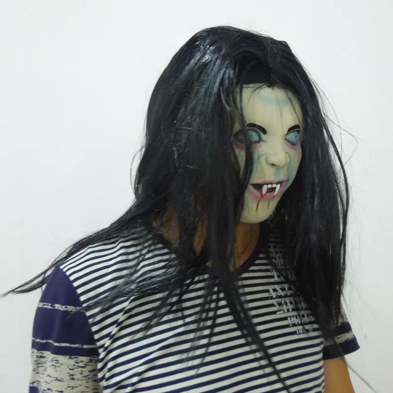 Хэллоуин женский призрак маска реквизит страшная маска Япония страшные парики для взрослых гримаса Скорпион латексный парик