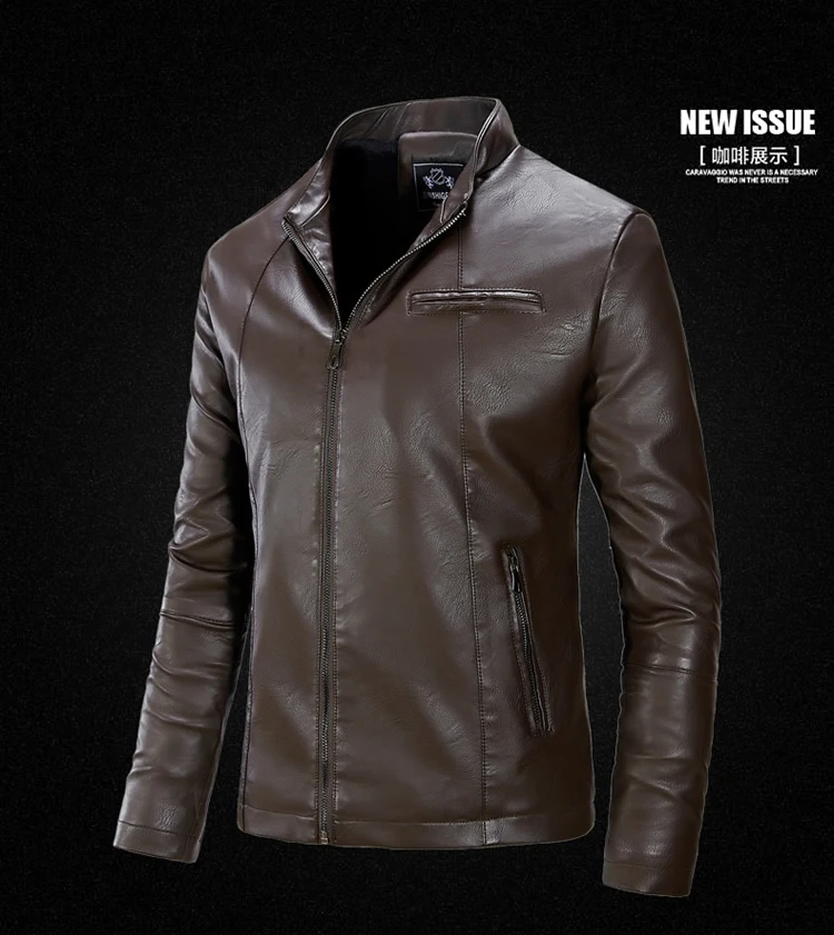 Autumn And Winter New Style Jacket Men'S Wear Loose-Fit Stand Collar Men Casual Leather Coat Leather Jacket Coat