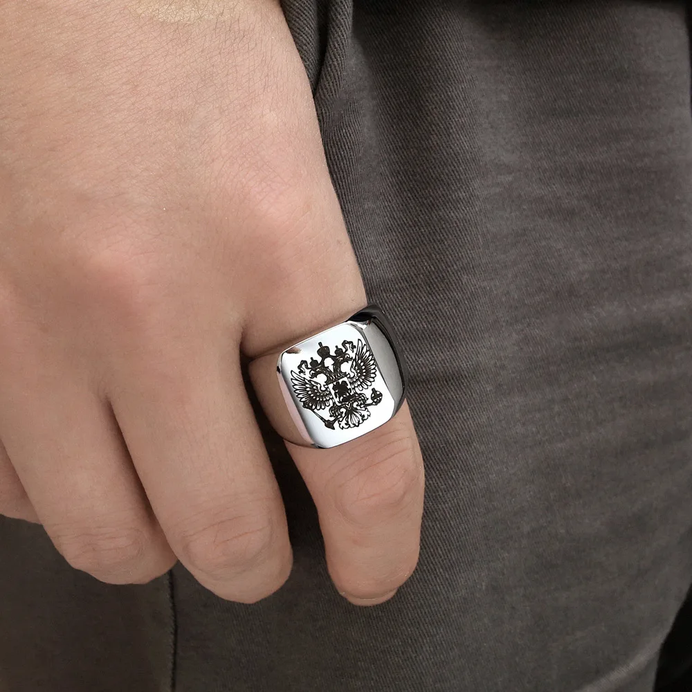 Steel Soldier Double Eagle Ring Men Ring Fashion Jewelry For Men a Coat Of Arms Of the Russian Signet finger rings jewelry rings ring jewelry signet ring