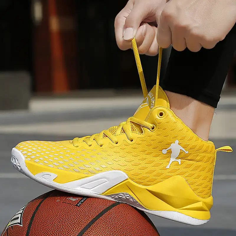 boys yellow basketball shoes