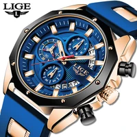 2021 LIGE New Fashion Mens Watches Top Brand Luxury Silicone Sport Watch Men Quartz Date Clock Waterproof Wristwatch Chronograph 1