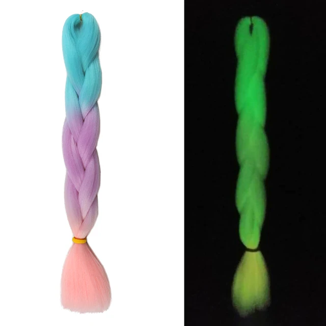 Ombre Glowing Luminous Luxury Synthetic Jumbo Braids Florescent Shining Hair In The Darkness  24inch 100G G 3 5