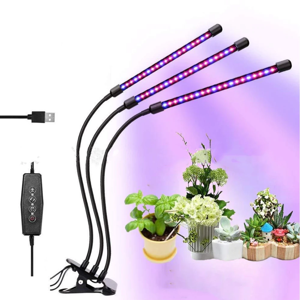Full Spectrum LED 4 Tube Planting Light Flexible Clip USB Power Desktop Plant Growth Lamp Indoor Plant Growth Light For Flowers 12